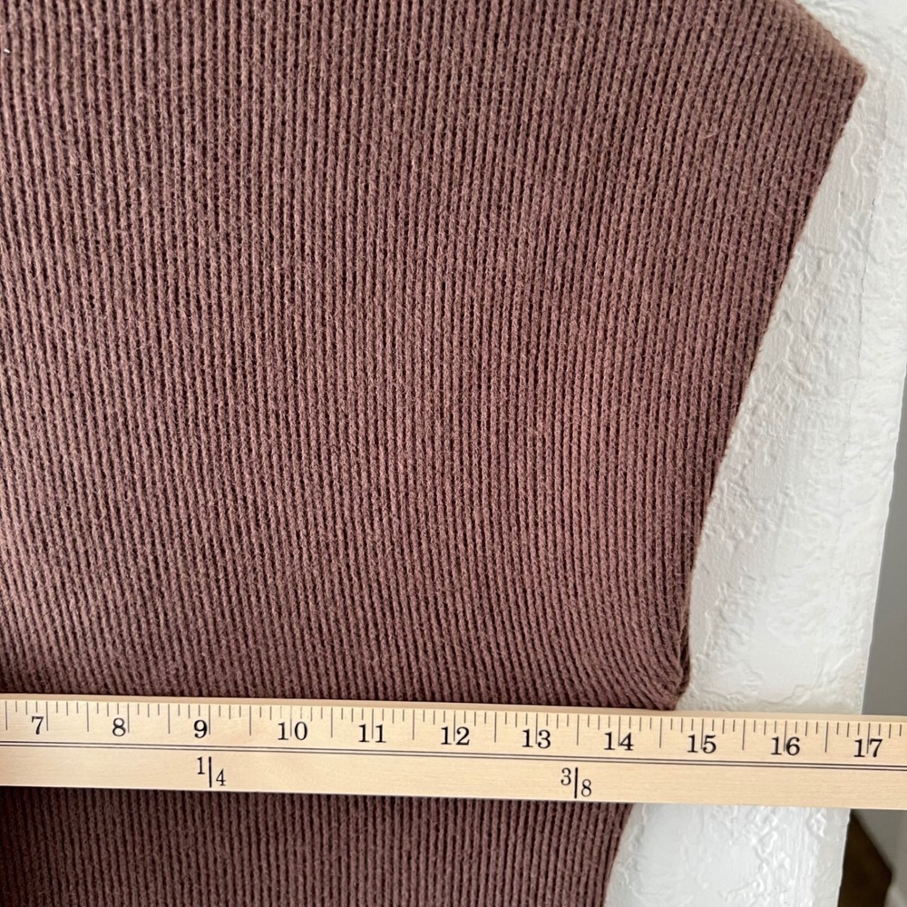 Zara Mixed Media Ribbed Knit Midi Dress Brown Mock Neck Sleeveless Small NWT - Picture 3 of 9